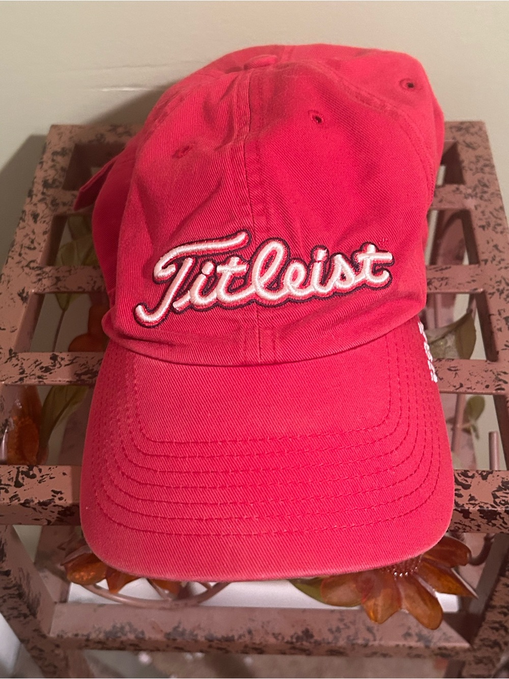 Titleist Golf Hat Cap Red Script Adjustable Strapback One Size Fits All Cotton